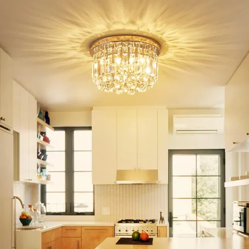 Vista 5 de AGV LIGHTING 16061 K9 Lámpara de techo empotrada de cristal, cerca del techo, diseño moderno, 3 luces, perfecta para vestíbulo, sala de estar, D12 x