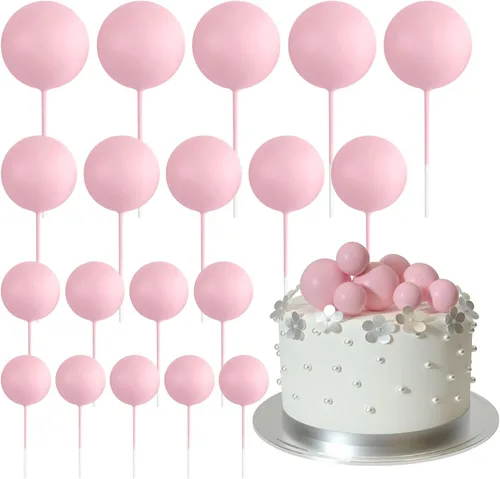 Vista 28 de ASTARON 20 piezas de decoración de bolas para pastel, mini globos, decoraciones de pastel, palos, bolas negras, decoraciones de pastel