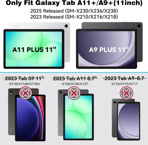 Vista 2 de Grifobes Fundas para Samsung Galaxy Tab A11 Plus 2025 / A9 Plus de 11 pulgadas 2023, a prueba de golpes, con protector de pantalla, soporte