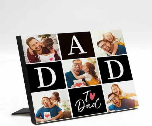 Vista 38 de InterestPrint Panel de fotos personalizado para papá y nombre para exhibición de mesa, Papá te amamos más que todas las estrellas en el cielo, marco