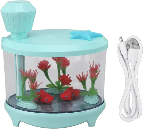 Vista 11 de Mini humidificador con niebla fría, humidificador pequeño para el hogar, automóvil, oficina, dormitorio, humidificadores USB silenciosos de Azul