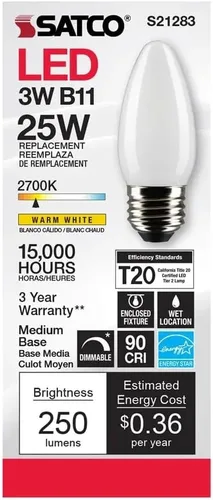 Vista 5 de Satco S21283 3B11/LED/927/FR/120V/E26-paquete de 6