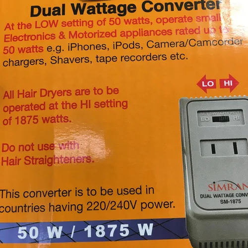 Vista 2 de Simran Convertidor de voltaje de viaje internacional de 1875 vatios para productos de 110 V EE. UU. en países de 220 V/240 V. Ideal para secadores