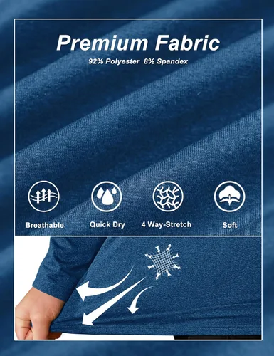 Vista 5 de TACVASEN Sudaderas de golf de manga larga con cremallera de 14 para hombre, con forro polar de invierno, camisa térmica