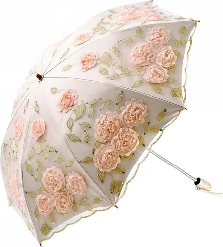 Vista 11 de Honeystore Sombrilla de viaje de encaje plegable anti-uv paraguas bordado a prueba de viento 2 Plegables Negro