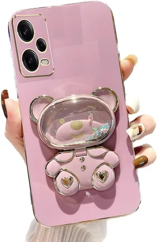 Vista 9 de Miagon Bear - Funda con soporte para espejo para Xiaomi Redmi A1, Quicksand Glitter Electroplated Soft TPU Protector Slim a prueba de golpes