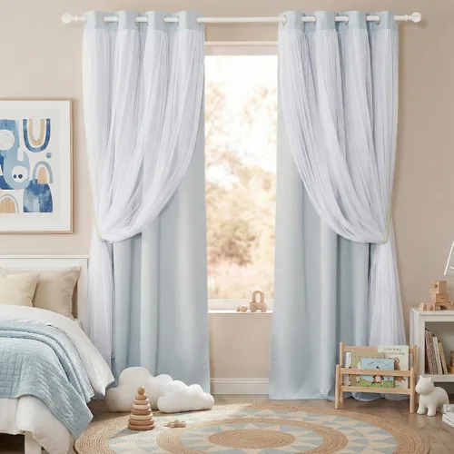 Vista 25 de PONY DANCE Cortinas de Doble Capa - Cortinas Opacas de 63 Pulgadas de Largo, Diseño con Ojales en la Parte Superior, Paneles Transparentes Blancos