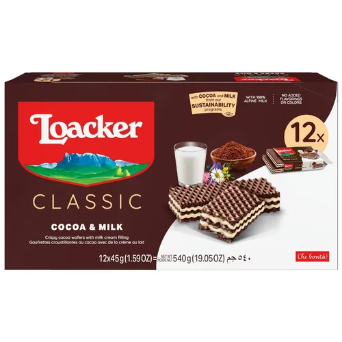 Vista 14 de Loacker - Galletas clásicas de oblea de crema de chocolate, paquete de 12, sin OMG