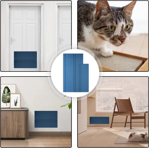 Vista 7 de 6 tiras rascadoras de uñas de gato, 3 tamaños, color azul, papel de lija de grano 120, lima de uñas para gatos, almohadilla de arañazos confiable