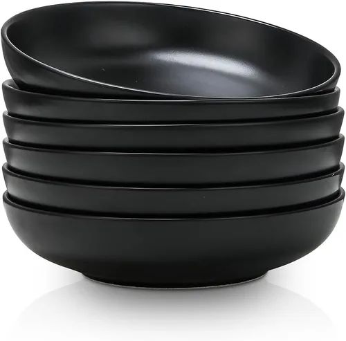 Vista 9 de Selamica Tazones de cerámica para pasta de 7.8 pulgadas, cuencos grandes de porcelana de 26 onzas, aptos para lavavajillas y microondas, juego de 6