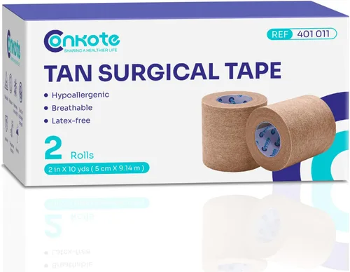 Vista 7 de Cinta quirúrgica de papel bronceado de 1 pulgada x 10 yardas, cinta médica hipoalergénica, 4 rollos Sin látex, adherencia suave