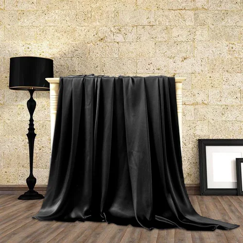 Vista 4 de LilySilk Sábanas de seda natural 25 Momme, refrescantes, de lujo, para viajes, ropa de cama Twin Black