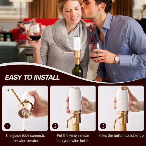 Vista 3 de Aireador de vino eléctrico, accesorios de vino aireación para entusiastas principiantes, boquilla de aireador de vino, regalos de vino, dispensador