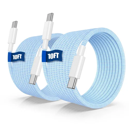 Vista 9 de Cable de carga rápida USB C a C de 10 pies, 60 W de carga rápida tipo C a C, cable de carga para Apple iPhone Duo/18 Pro 17 Pro Max/17 Air/16 Pro/15