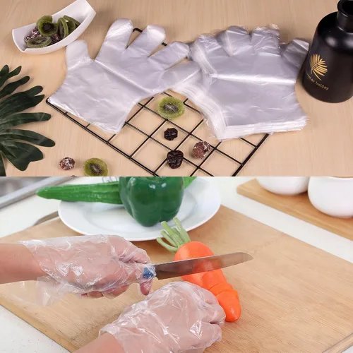 Vista 3 de HLIN 500/1500/6000 Count Disposable Clear Plastic Food Service Gloves - Powder-Free & Latex-Free for Cleaning & Cooking
