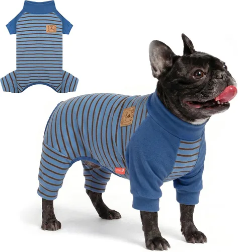 Vista 9 de KYEESE Pijamas para perros pequeños – Suéter elástico de cuello alto, abrigo de material súper suave y cálido con corbatín, pijama para perro