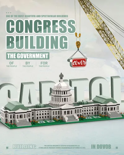Vista 2 de dOvOb Micro Mini Blocks - Juego de construcción del Capitolio de Estados Unidos, 2888 piezas de ladrillos, colección de rompecabezas 3D, kit