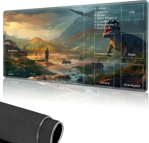 Vista 16 de Tapete de juego para MTG, tapete de juego de cartas cosido con zona mágica para juegos de cartas MTG, (17.4 x 13.8 pulgadas), tapete de juego