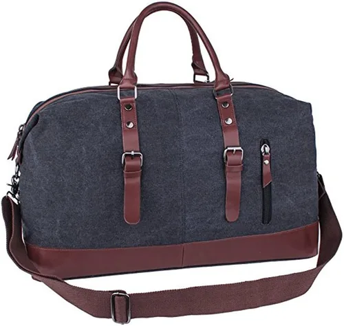 Vista 4 de Bolsa de lona de viaje de fin de semana, extra grande, bolso de mano, Negro