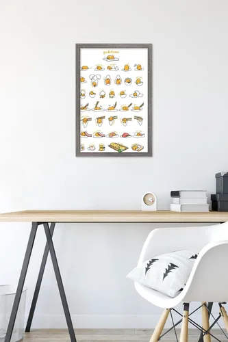 Vista 6 de Trends International - Póster de Gudetama con diseño de cuadrícula, para pared, 14.725 x 22.375 pulgadas, versión con marco de madera tipo granero