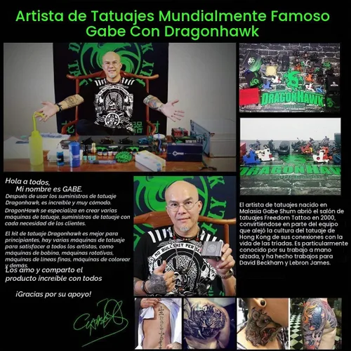 Vista 6 de Kit de tatuaje completo: 2 pistolas y 10 tintas de color con fuente de alimentación