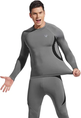 Vista 2 de UNIQUEBELLA Men's Thermal Underwear Sets Top & Long Johns Fleece Sweat Quick Drying Thermo Base Layer