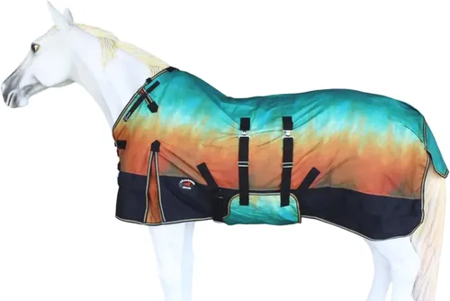 Vista 13 de CHALLENGER Manta de invierno impermeable de 80 pulgadas 1200D para caballo de lluvia ligera 394B Turquesa/Morado/Ombre