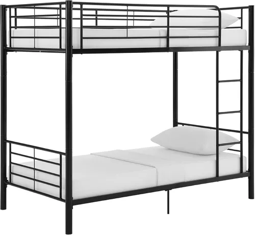 Vista 15 de Walker Edison Elodie - Litera de metal, cama individual sobre cama individual, color blanco
