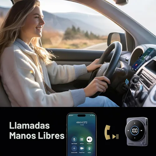 Vista 4 de UGREEN Adaptador Bluetooth 5.4 para automóvil, [cancelación de ruido] Receptor Bluetooth Aux para automóvil, receptor de audio inalámbrico de 3.5mm