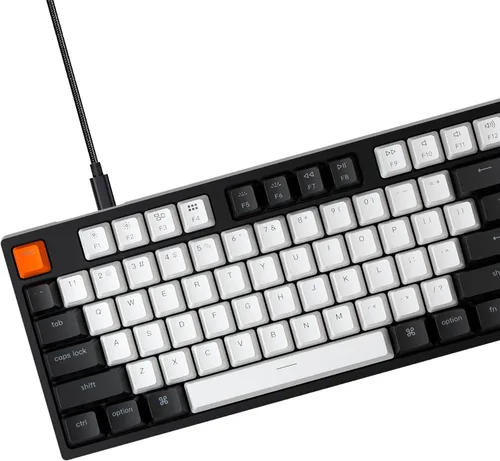 Vista 9 de Keychron Teclado mecánico C1 con cable intercambiable en caliente de 87 teclas, cable USB tipo C, teclas ABS de doble disparo, teclado mecánico TKL