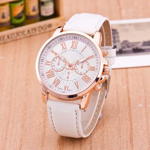 Vista 3 de Reloj de pulsera de cuarzo de cuero con diamantes de imitación para mujer