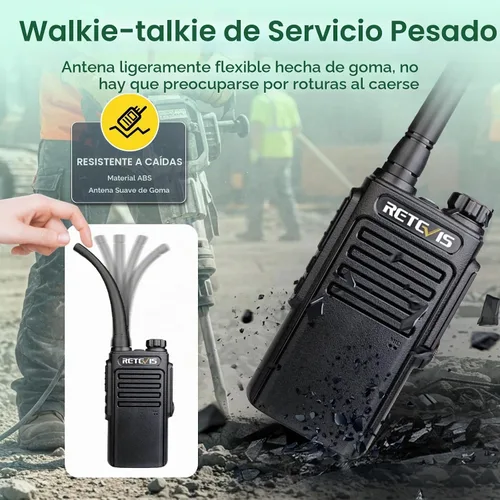 Vista 4 de Retevis Walkie Talkies impermeables RT47 IP67 con micrófono, construcción Negro