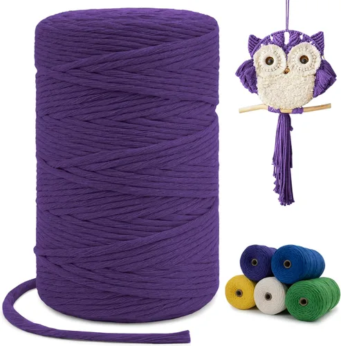 Vista 62 de Cuerda de macramé de una sola hebra de 0.197 in x 110 yardas, cuerda de macramé de algodón natural de 0.197 in, cuerda de algodón grueso para colgar