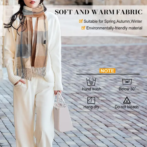 Vista 5 de EN'DA professional Bufanda térmica para mujer recargable con batería, 3 niveles de control de temperatura, bufanda eléctrica de invierno, diseño