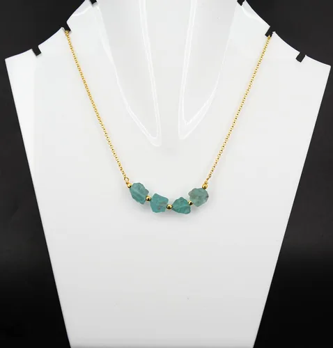 Vista 9 de Gempires Natural Raw Bar Crystals Pendant Necklace Handmade Jewelry 22 inch Adjustable Chain