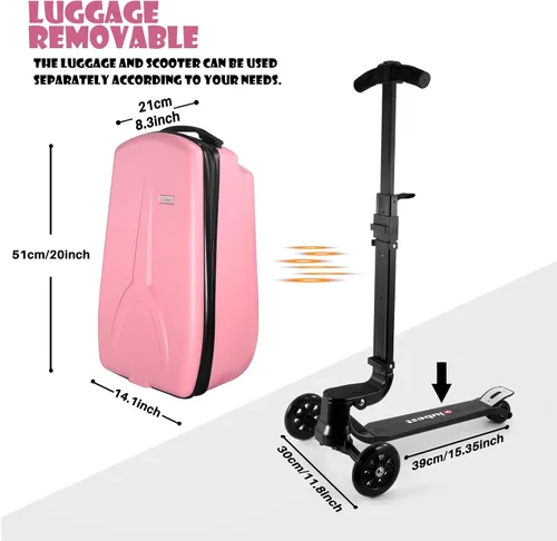 Vista 2 de iubest Maleta plegable de aluminio para niños y adultos, equipaje de viaje para niños y niñas de negocios y escuela, Versión Pink-Kids, Equipaje