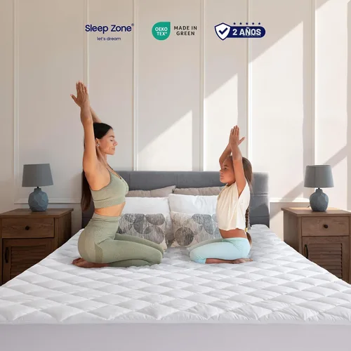 Vista 4 de SLEEP ZONE Protector de colchón Twin, Protector de colchón acolchado ajustable, Funda de colchón de bolsillo profundo que se estira hasta 21