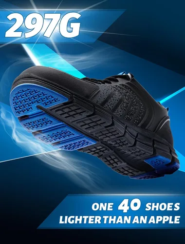 Vista 3 de SPIEZ Zapatos de trabajo para hombres, zapatos de seguridad con punta compuesta, antideslizantes, a prueba de pinchazos, ligeros, transpirables