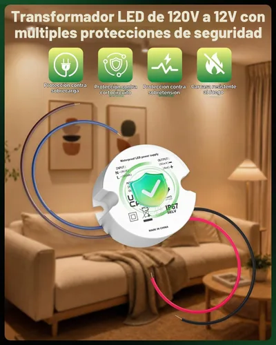 Vista 3 de Controlador de fuente de alimentación LED de 12 V, transformador de voltaje constante impermeable IP67, convertidor de 120 VCA a 12 V CC para tiras