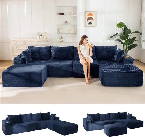 Vista 12 de MAXYOYO Sofá modular de 104 pulgadas con diván en forma de L, moderno sofá deshuesado para sala de estar, sofá en una caja, sofá de gran