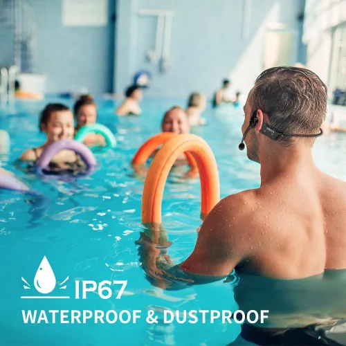 Vista 2 de KIMAFUN GWP91 - Micrófono inalámbrico de 2.4 G, impermeable IP67, a prueba de sudor, para aeróbic acuático, entrenador de natación, instructor