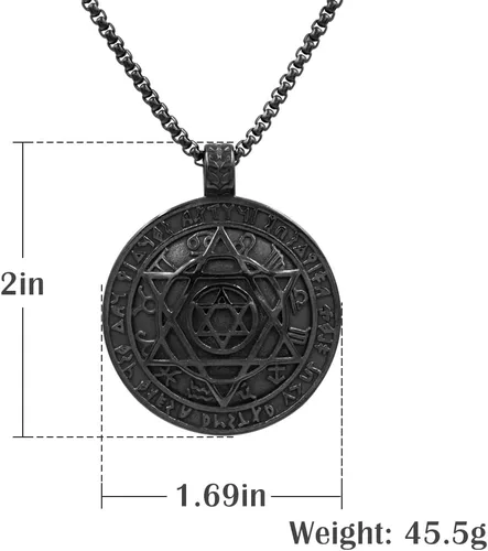 Vista 2 de NIGHTCRUZ Seal Salomon - Collar hexagonal con colgante de estrella de seis puntas con 12 constelaciones