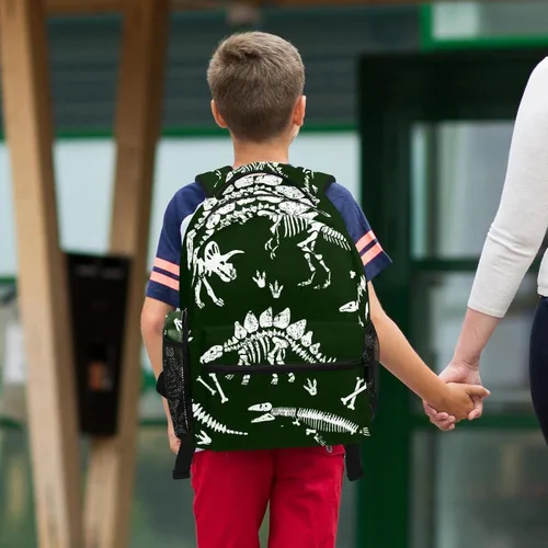 Vista 6 de Lightweight Backpack Pencil Case CombinationBookbag Pen PouchStationery BagDinosaur skeleton Original Printing