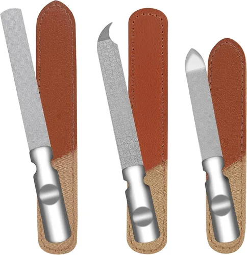 Vista 8 de Lima de uñas de metal para uñas naturales, limas de uñas de acero inoxidable con punta afilada y puntiaguda, funda de lima de uñas de doble cara