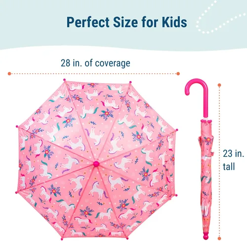 Vista 5 de Paraguas para niños Wildkin Dosel a prueba de lluvia, mango curvo, diseño fácil de colgar