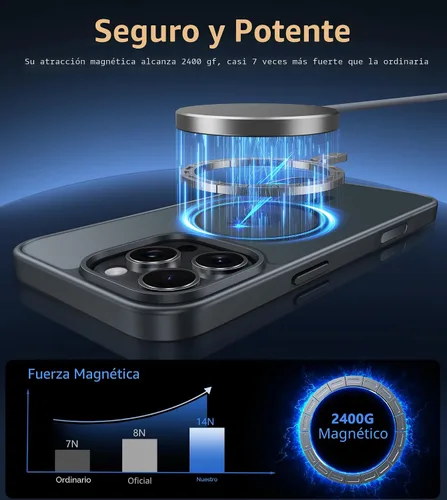 Vista 4 de FNTCASE - Funda para iPhone 16 Pro: magnética, mate, translúcida, de grado militar, protectora contra caídas, resistente, fina, duradera y a prueba