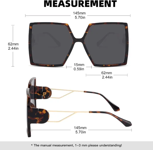 Vista 4 de STORYCOAST Gafas de sol cuadradas de gran tamaño para mujer, a la moda, con protección UV400