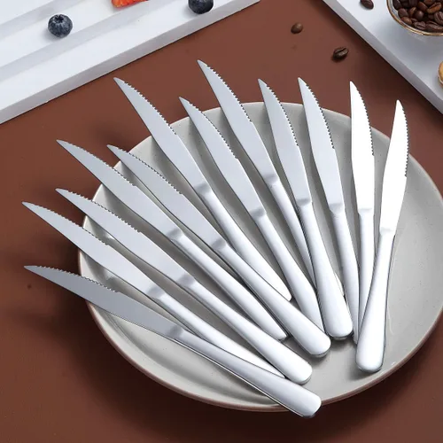 Vista 2 de Kyrtaon - Juego de cuchillos para carne, cuchillos afilados de acero inoxidable, juego de 8 cuchillos de cena, aptos para lavavajillas, resistentes
