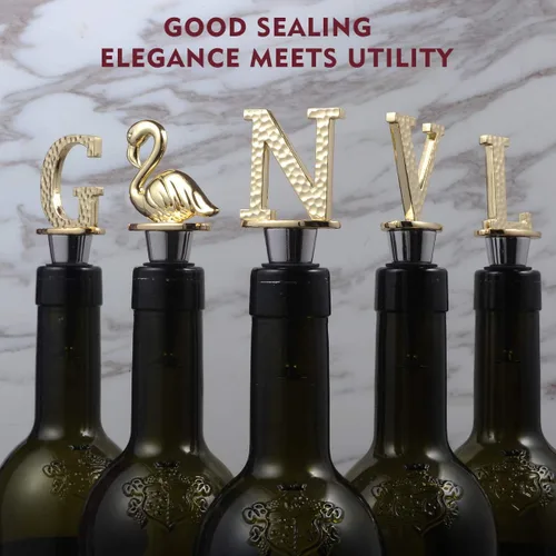 Vista 6 de Miicol Tapón de vino, Prosecco Topper, Tapón de champán personalizado, Accesorios de vino de oro, Regalo de los amantes del vino, regalo de Letra N