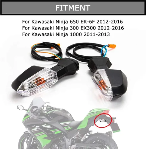 Vista 2 de PSLER Luz intermitente trasera delantera trasera para Ninja 650 ER-6F 2012-2016 para Ninja 300 EX300 2012-2016 y para Ninja 1000 2011-2017